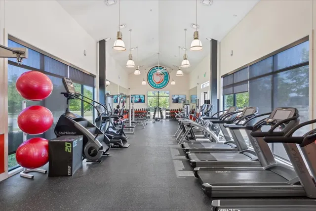 a view of a room with gym equipment