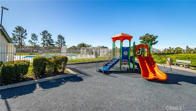 a view of a park with slide
