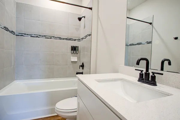 a bathroom with a sink a toilet and a bathtub