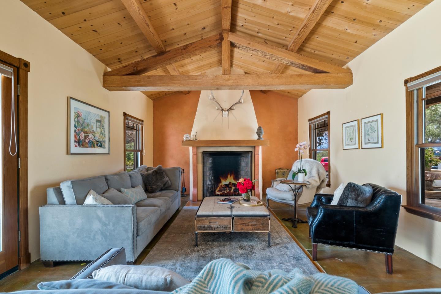 787 Rider Ridge Road Santa Cruz, CA 95065 - Photo 9 of 39 a living room with furniture and a fireplace