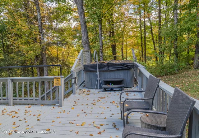 a view of balcony with furniture