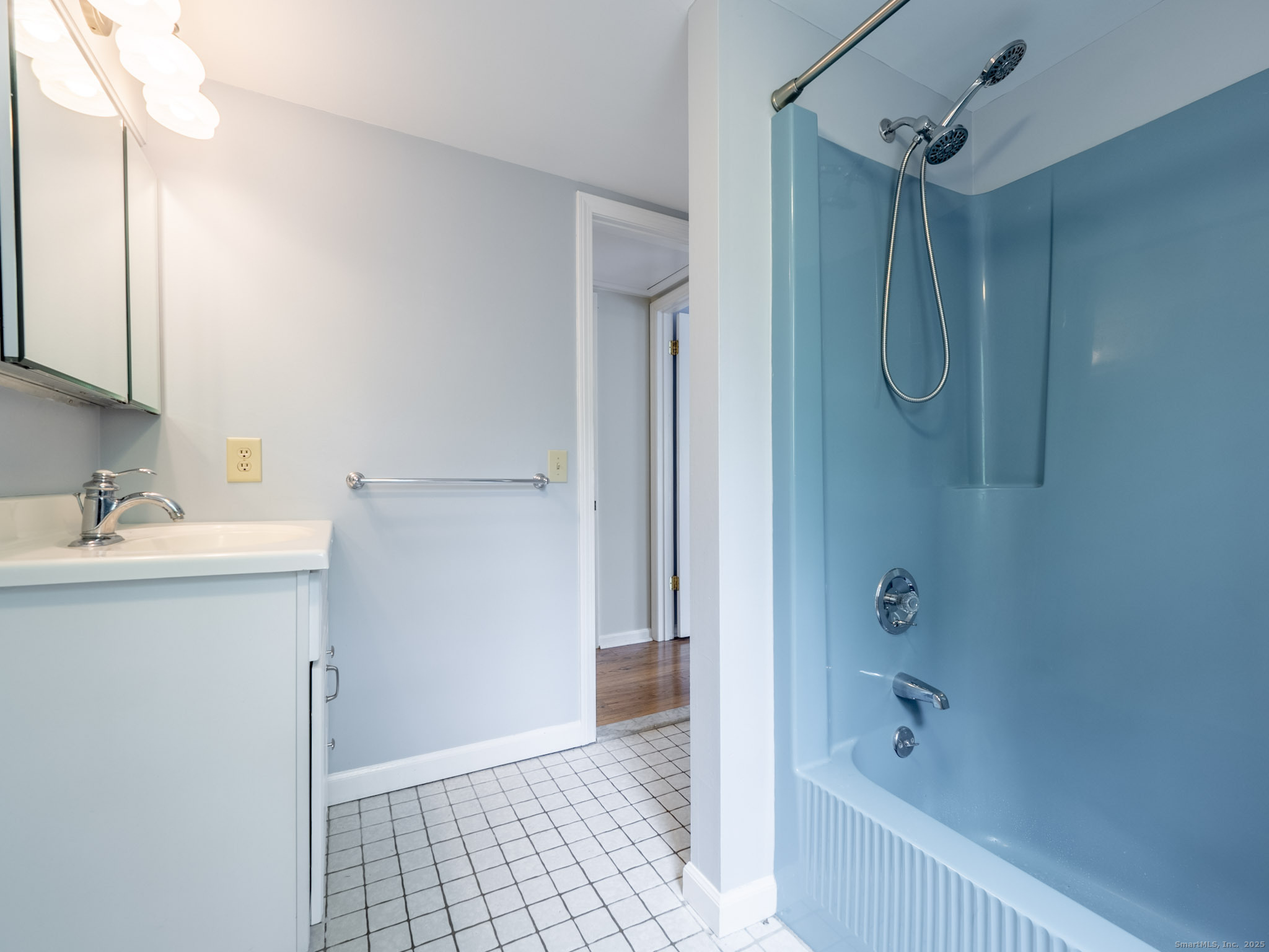 21 Simpaug Turnpike Redding, CT 06896 - Photo 16 of 22 a bathroom with a shower a sink and a mirror