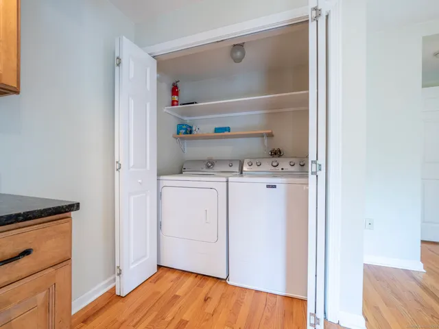 a storage room with washer and dryer
