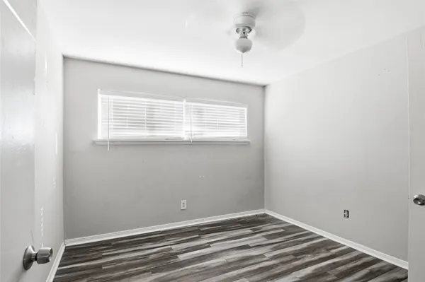 a view of a room with a window