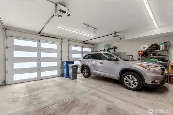 a view of a car in a garage