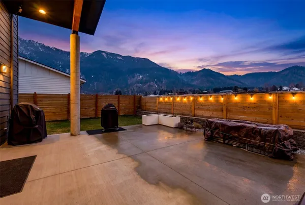 a view of a terrace with a chair and table