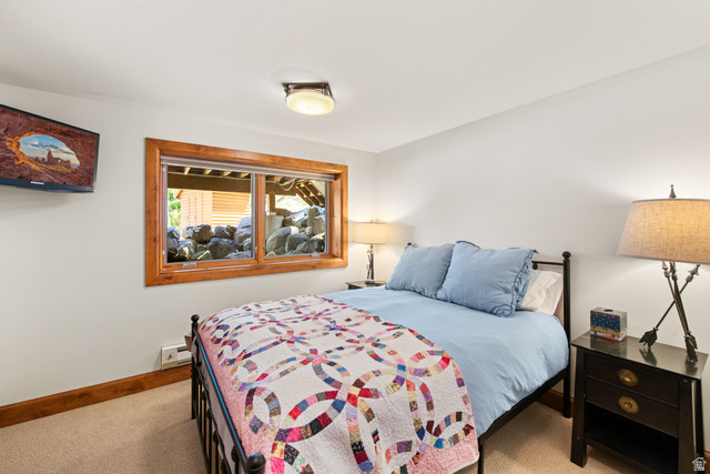 1782 Pine Loop Road Coalville, UT 84017 - Photo 23 of 52 Carpeted flooring, wood-framed window, and a ceiling-mounted light fixture