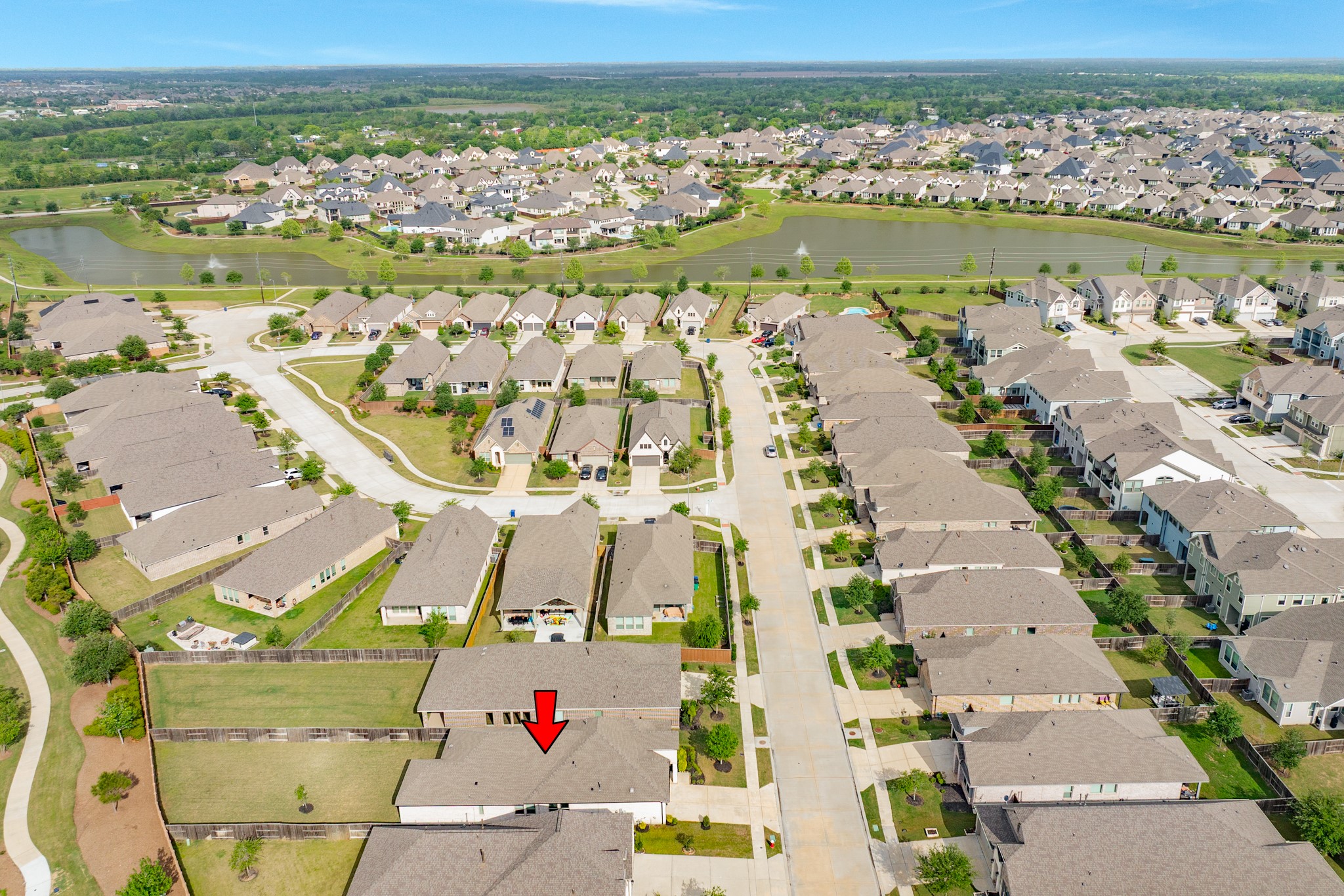 4946 Hitchings Court Rosharon, TX 77583 - Photo 28 of 49 Additional aerial photograph of the new residence, lot, and adjacent properties.