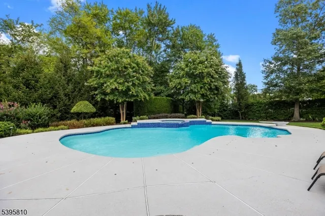 a view of a swimming pool with a yard