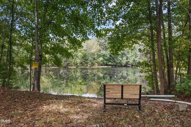 a view of a bench in a garden