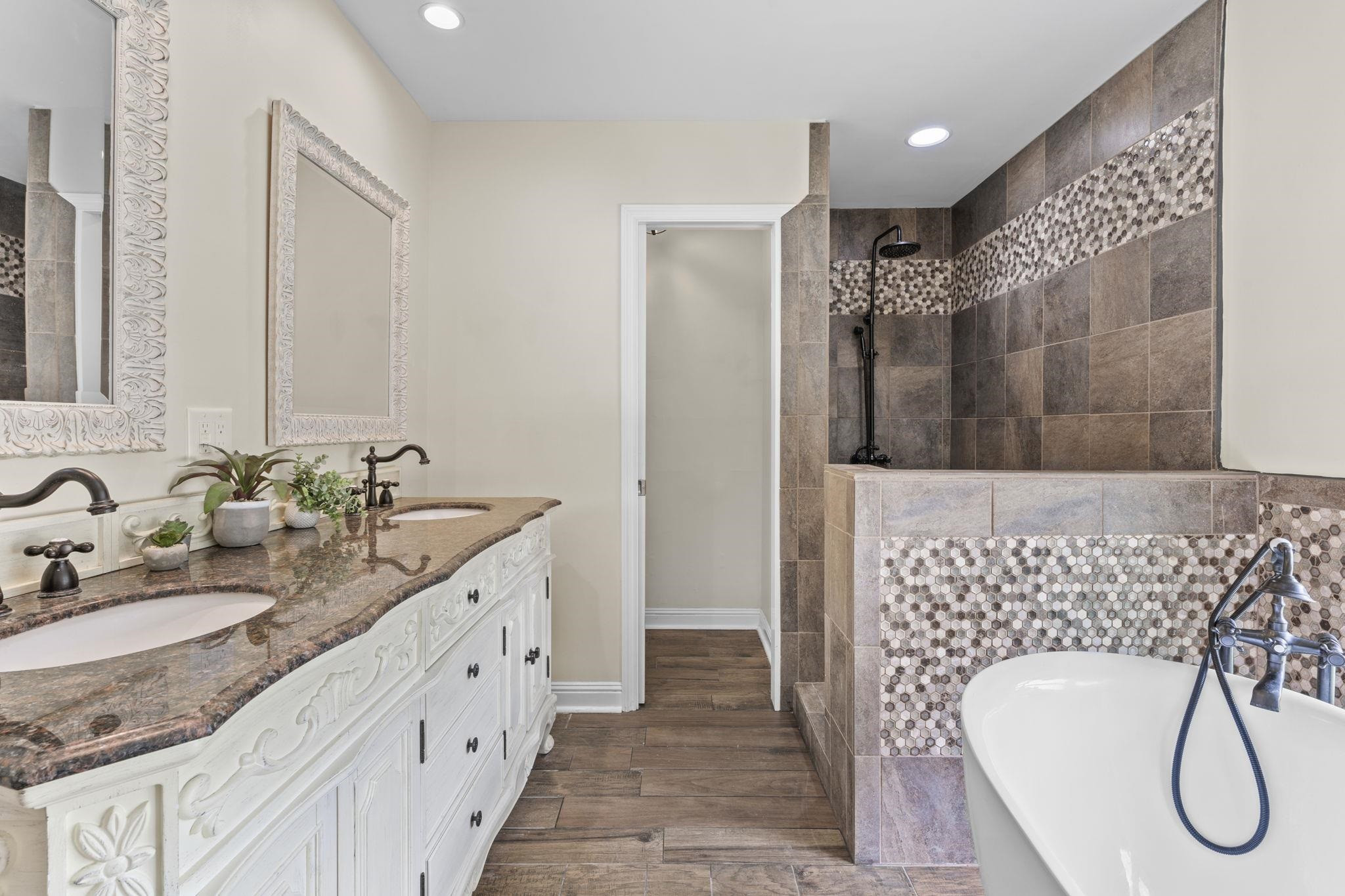 11301 Dunleith Drive Raleigh, NC 27614 - Photo 33 of 70 Garden tub, fully tiled shower, custom vanity. 1st FL Primary Bath