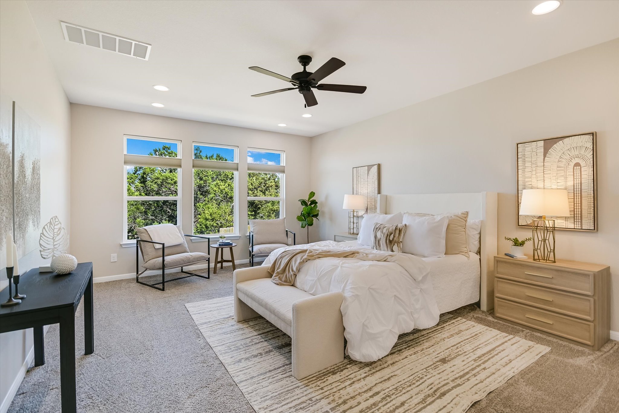 108 Trans Pecos Court Georgetown, TX 78628 - Photo 7 of 32 a bedroom with a bed and a large window