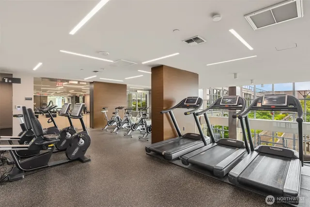 a view of a room with gym equipment