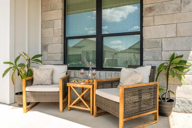 a living room with furniture