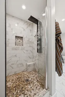 a bathroom with a shower