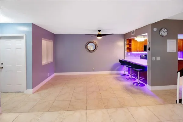 a view of a living room with furniture