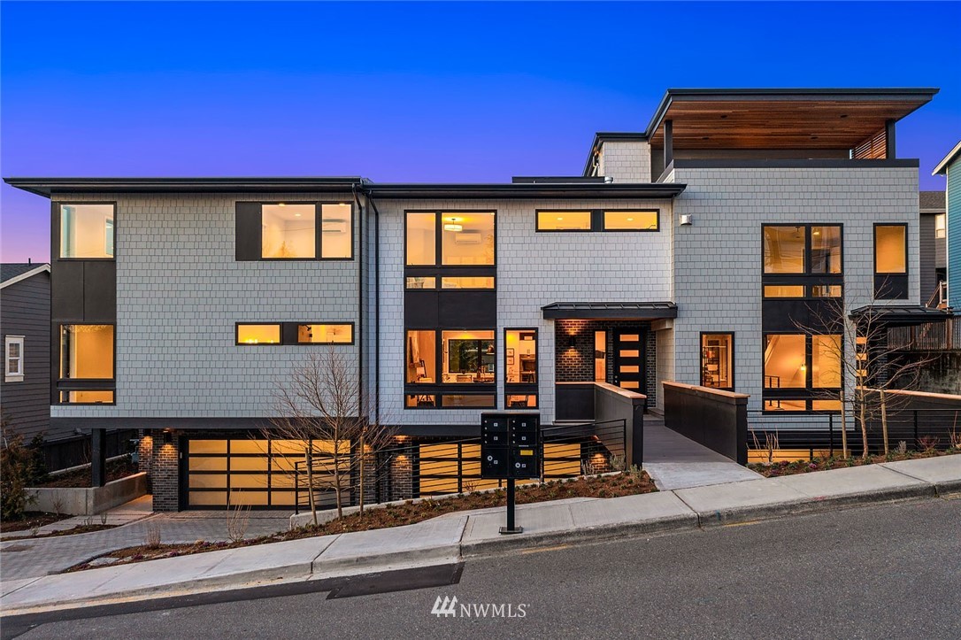 a front view of a building with street view