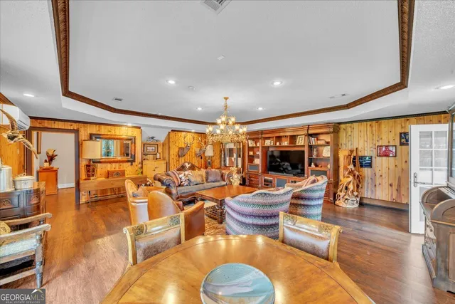 a view of a lake with a big yard