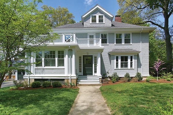 25 Woodside Road Newton, MA 02460 - Photo 1 of 13 a front view of a house with a yard