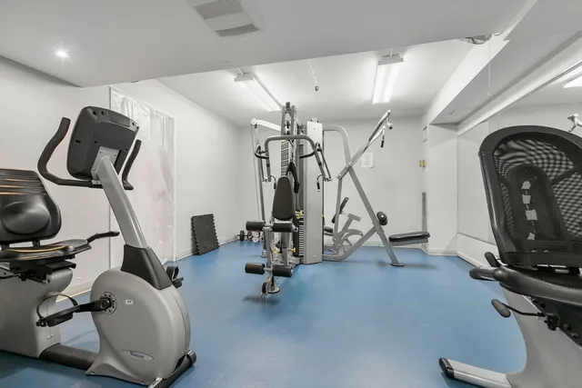 a view of a room with gym equipment