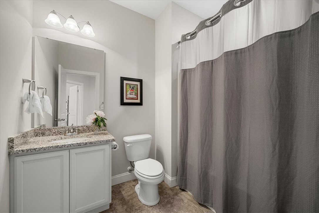 21 Barron Glenn Way Anderson, SC 29621 - Photo 41 of 48 This functional bathroom features a single vanity with granite counters and combo tub/shower.
