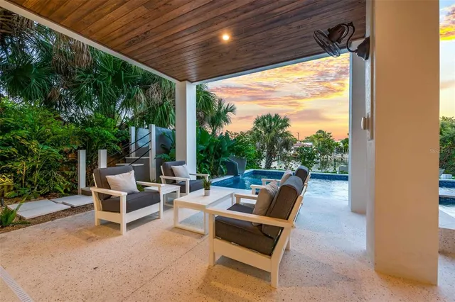 a lobby with furniture and window