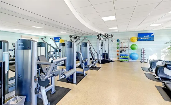 a view of a room with gym equipment
