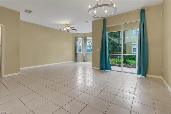 a view of livingroom with chandelier