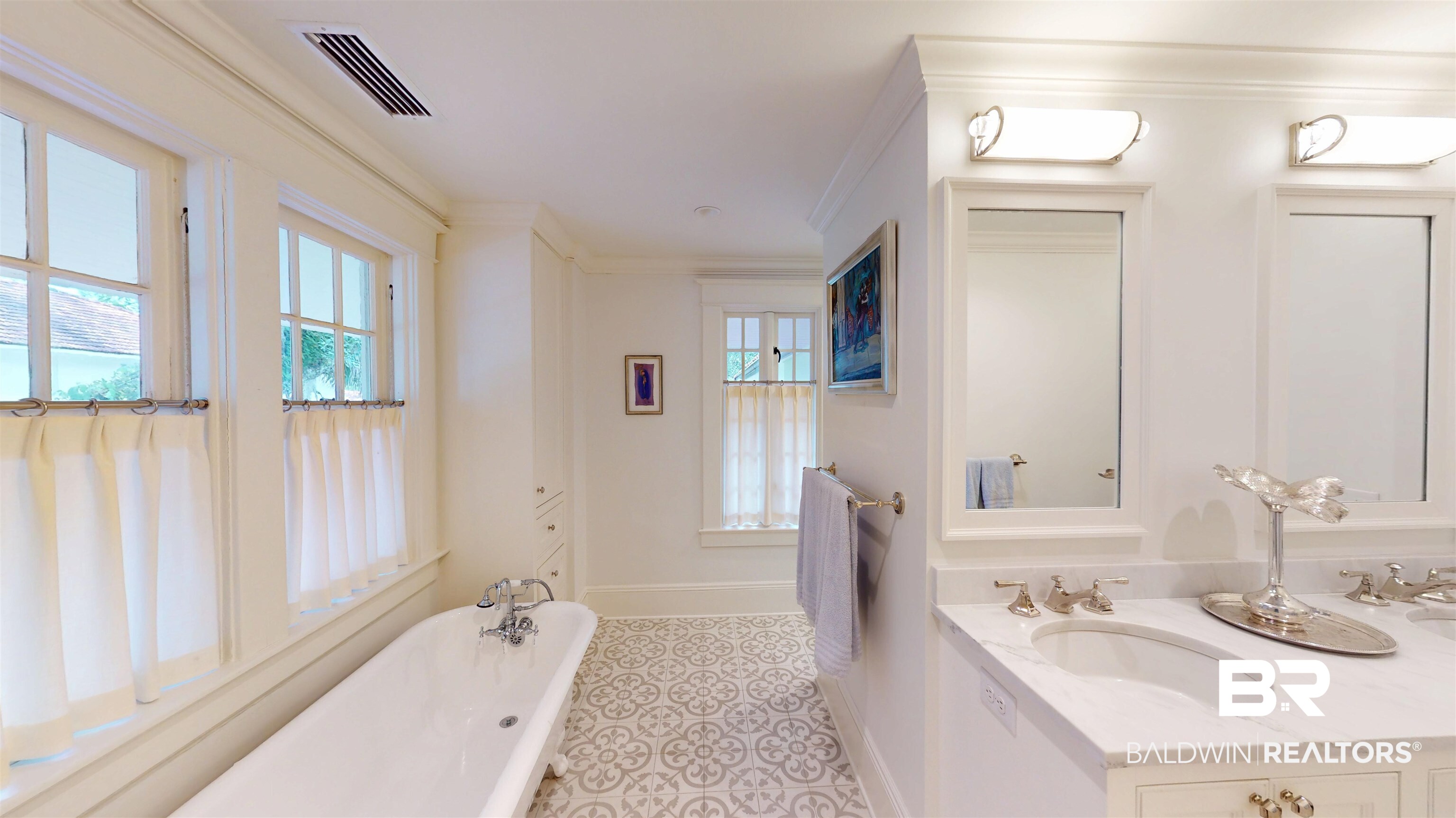 211 Lanier Avenue Mobile, AL 36607 - Photo 38 of 73 Bathroom with a soaking tub, vanity, and ornamental molding