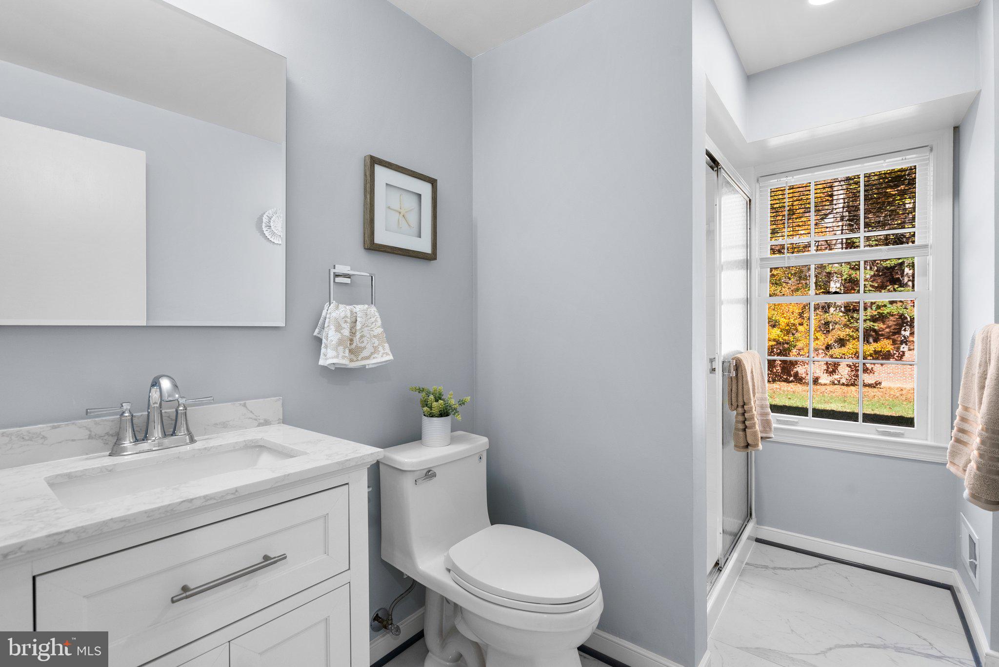 225 Hermleigh Road Silver Spring, MD 20902 - Photo 19 of 29 a bathroom with a granite countertop toilet sink and mirror
