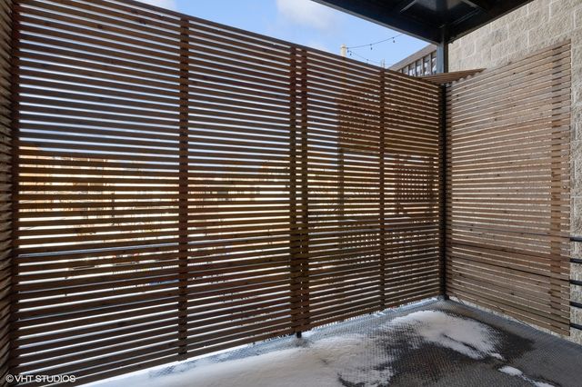 a view of a building from a backyard