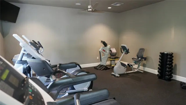 a room with gym equipment