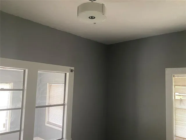 a view of a small space with a window