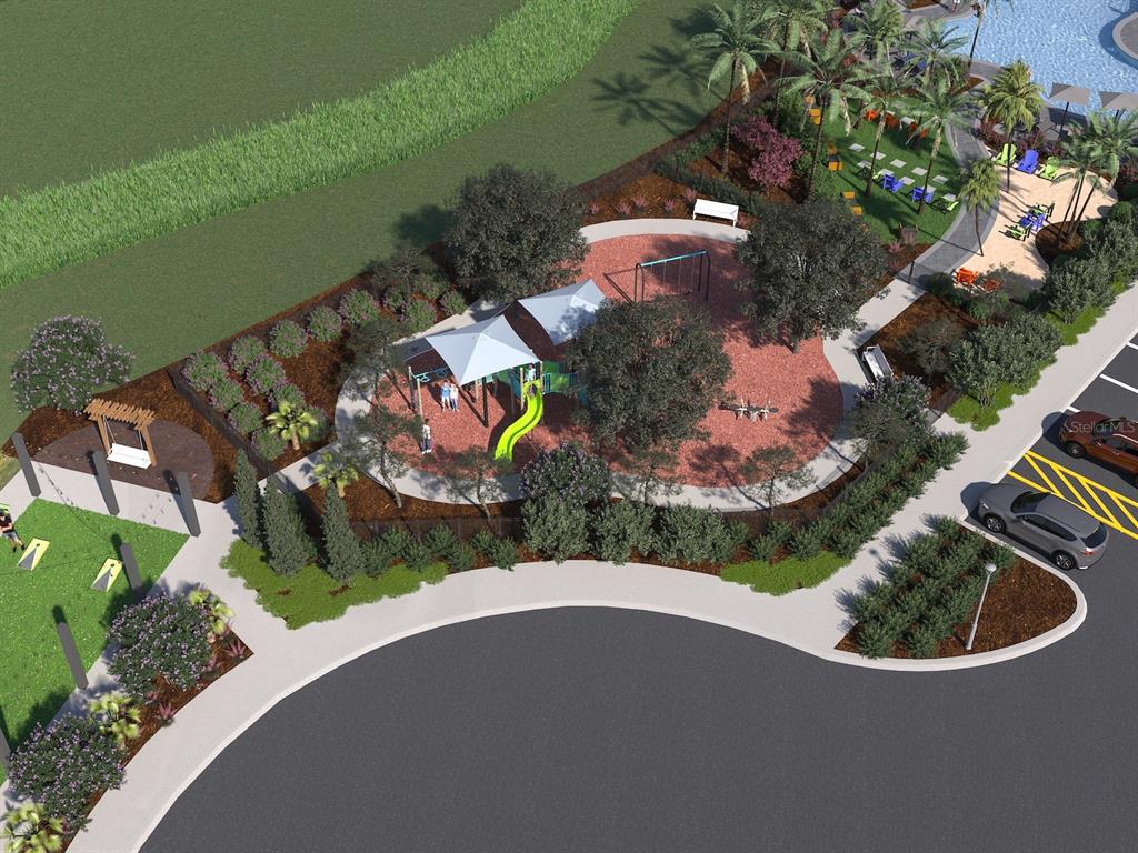 7722 Satterfield Terrace Parrish, FL 34219 - Photo 21 of 22 an aerial view of a house with a garden and lake view