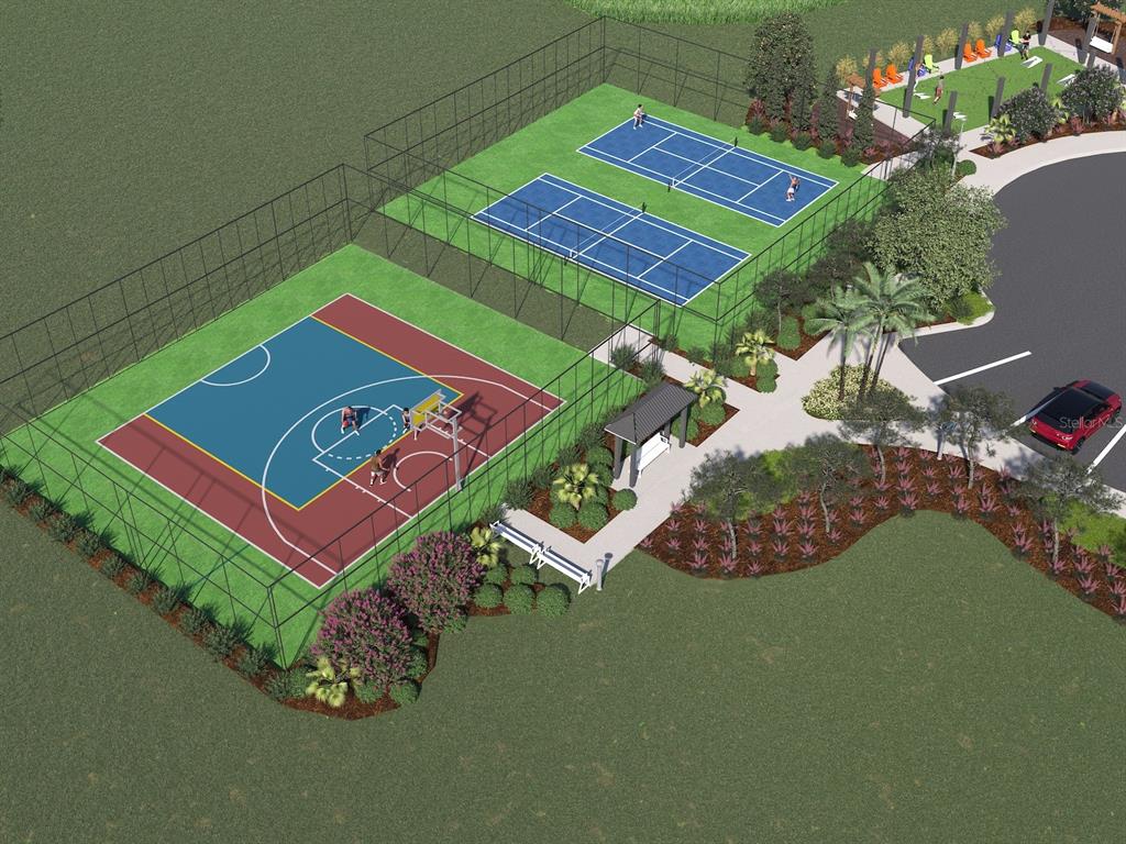 7722 Satterfield Terrace Parrish, FL 34219 - Photo 22 of 22 an aerial view of a tennis ground and a yard