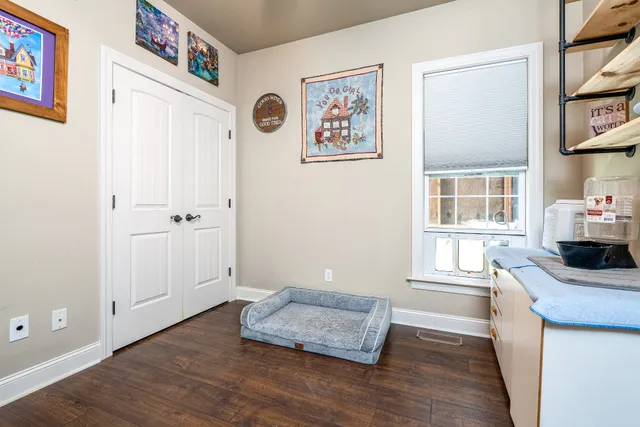 an aerial view of a houses with outdoor space