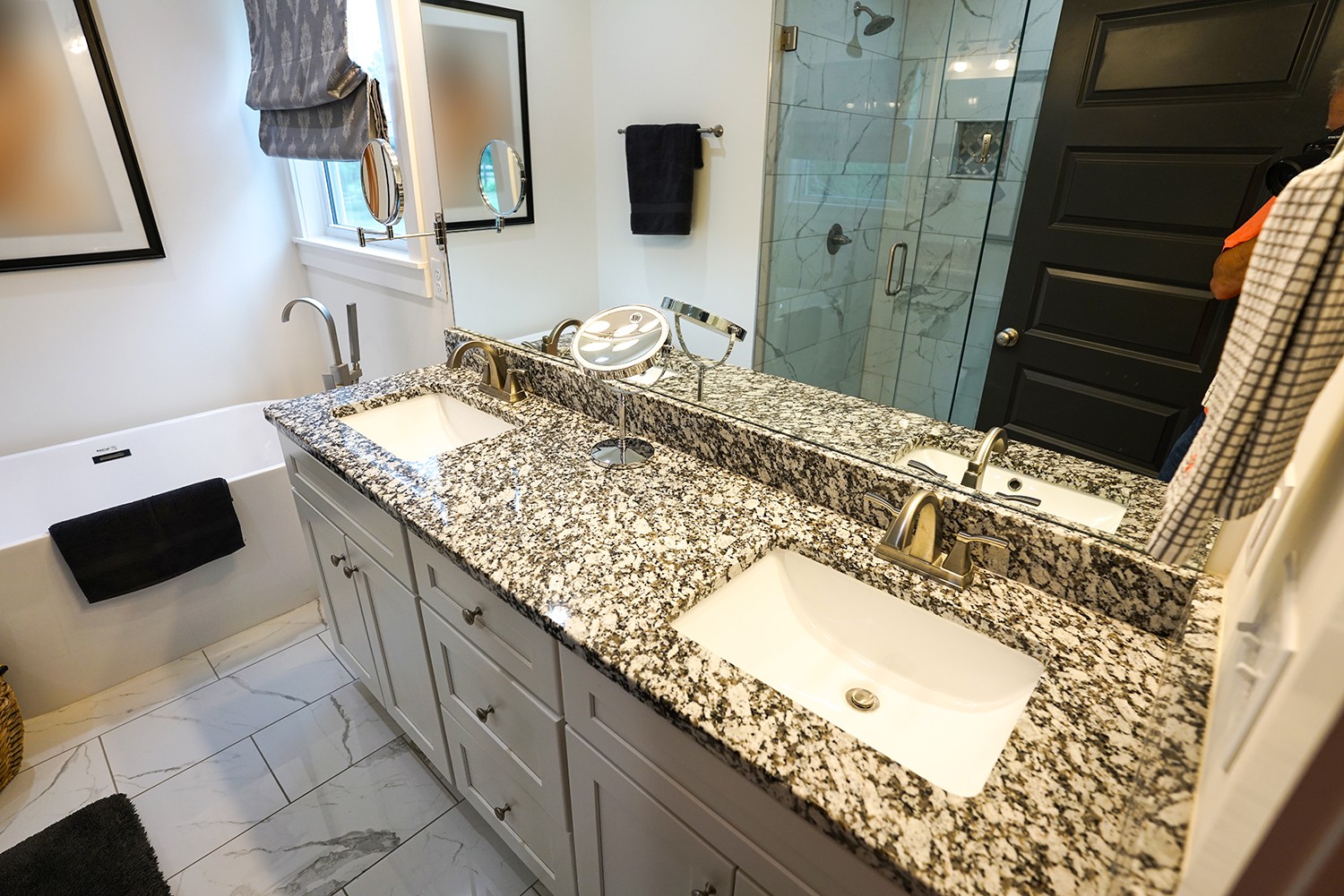 124 Piney Road Dickson, TN 37055 - Photo 31 of 39 a bathroom with a granite countertop double vanity sink and mirror