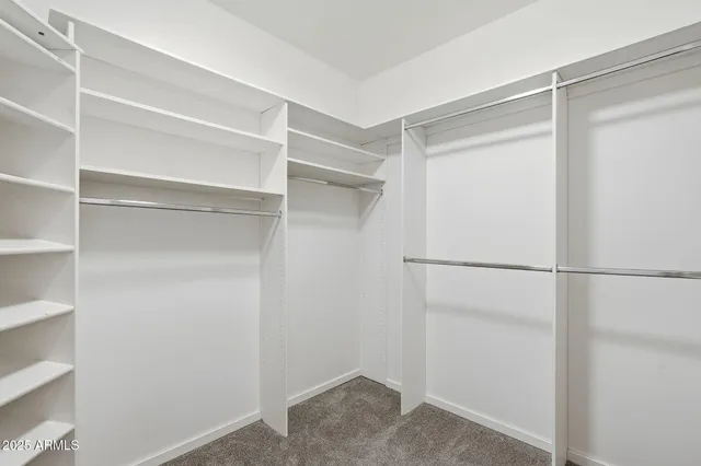 a view of an empty walk in closet