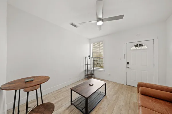 a living room with furniture