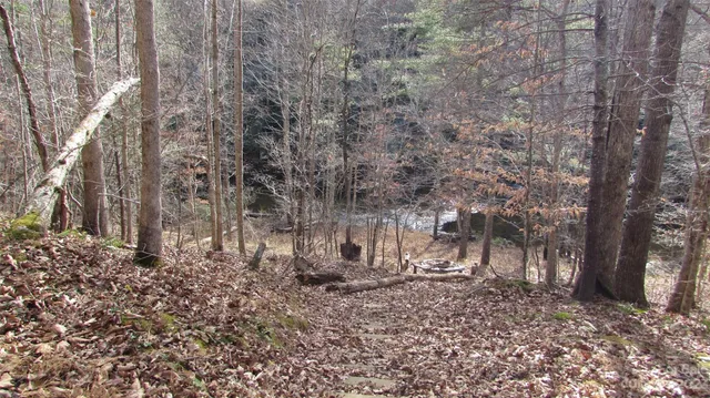 a view of a pathway with a bench
