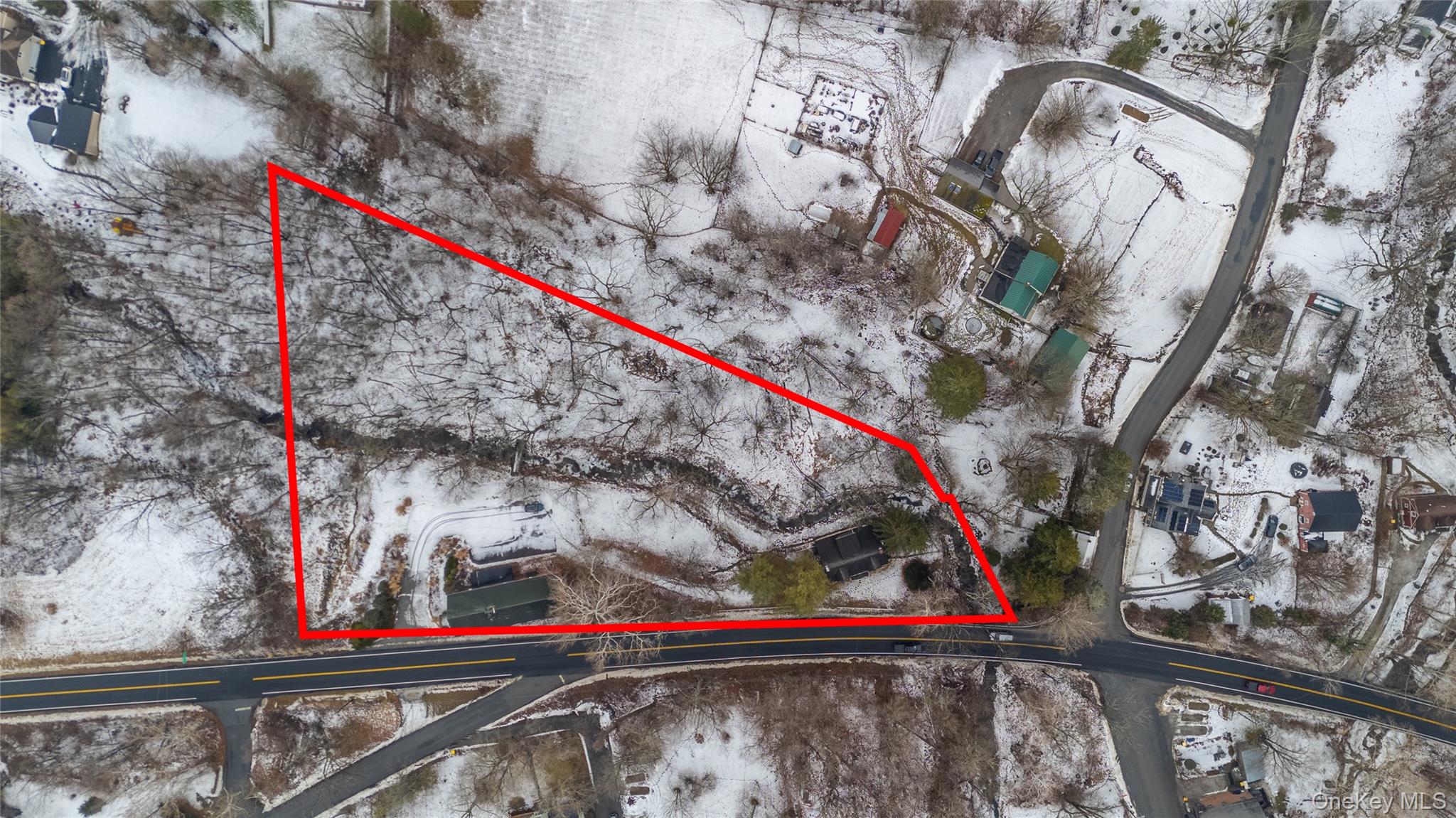 293 Highway 94 Warwick, NY 10990 - Photo 20 of 20 Snowy aerial view featuring property parcel outlined