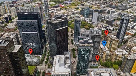 an aerial view of a city