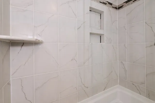 a bathroom with a bathtub