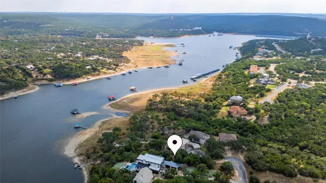 an aerial view of ocean residential house and outdoor space