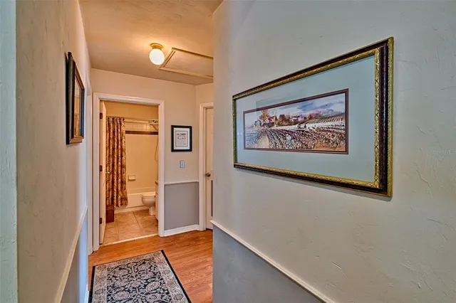 a view of a hallway with a elevator
