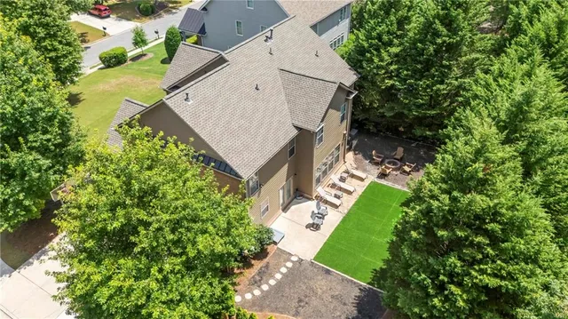 an aerial view of a house