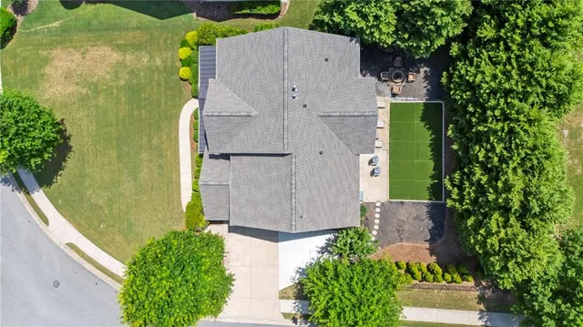 an aerial view of a house