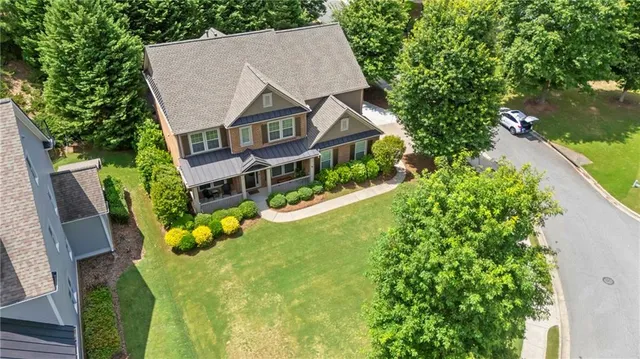 an aerial view of a house