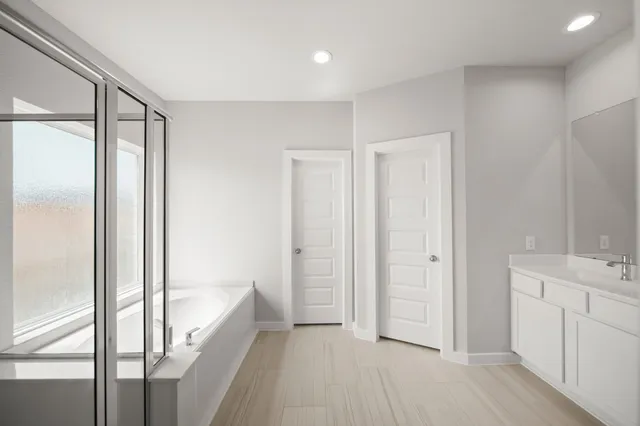 a view of hallway with shower