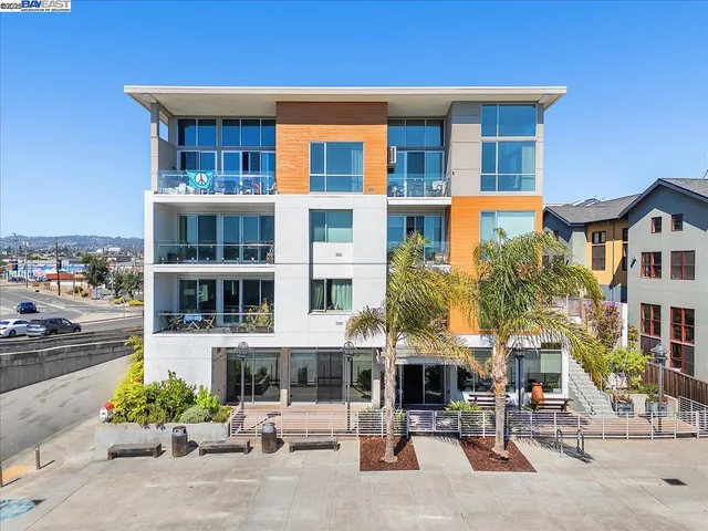 a front view of a building with street view